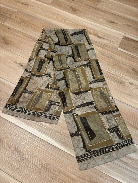 Unknown Accessories - Vintage Abstract Geometric Print Silk Scarf